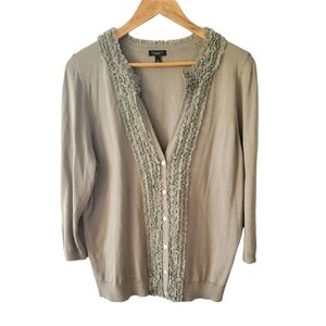 Talbots Ruffled Neck Cardigan Size XL